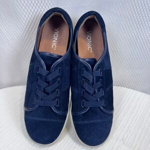 Vionic Sunny Jean Blue Size 9.5 Suede Orthopedic Comfort‎ Sneakers (A578)